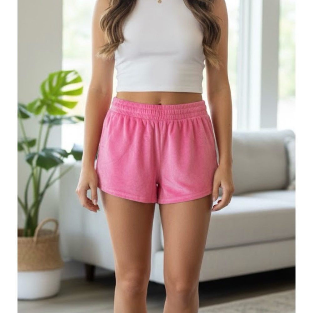 Juicy Couture pink velour monogrammed JC sleepwear shorts women's medium